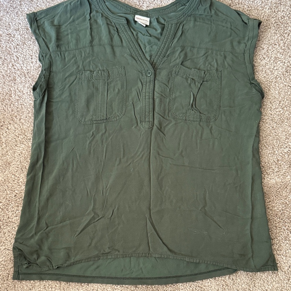 Merona Forest Green Cap Sleeve Blouse